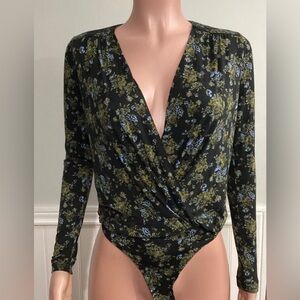 Intimately Free People NWT Floral Wrap Front Bodysuit Thong Night Combo size XS